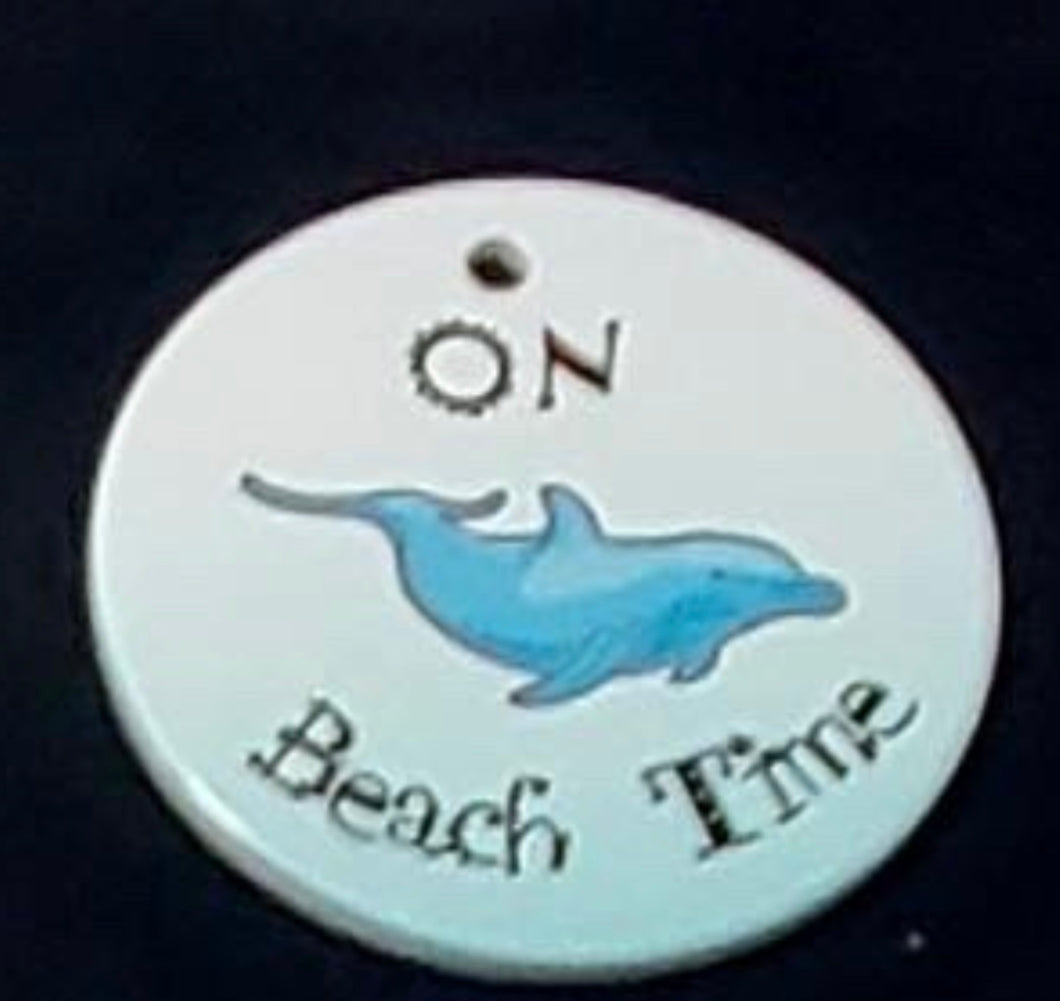 On Beach Time with dolphin Ornament