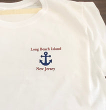 Load image into Gallery viewer, Long Beach Island Surfboard and Lighthouse Design t-shirt