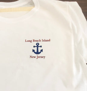 Long Beach Island Surfboard and Lighthouse Design t-shirt