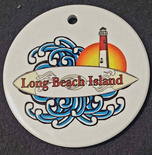 Surfboard and Lighthouse Ornament