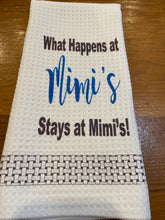 Load image into Gallery viewer, What Happens at Mimi’s microfiber waffle towel